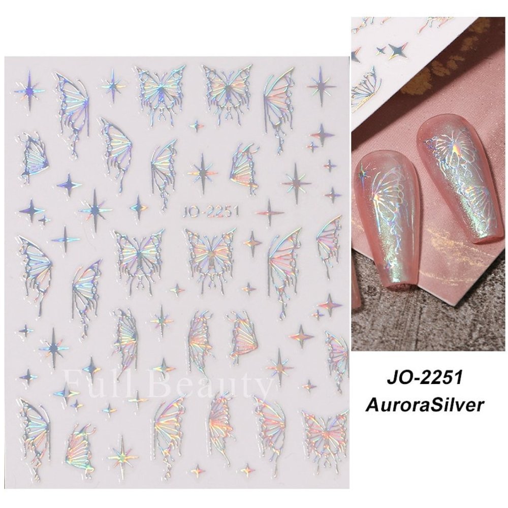 Holographic Butterfly & Star – Self‑Adhesive 3D Nail Art Sticker Decals Manicure